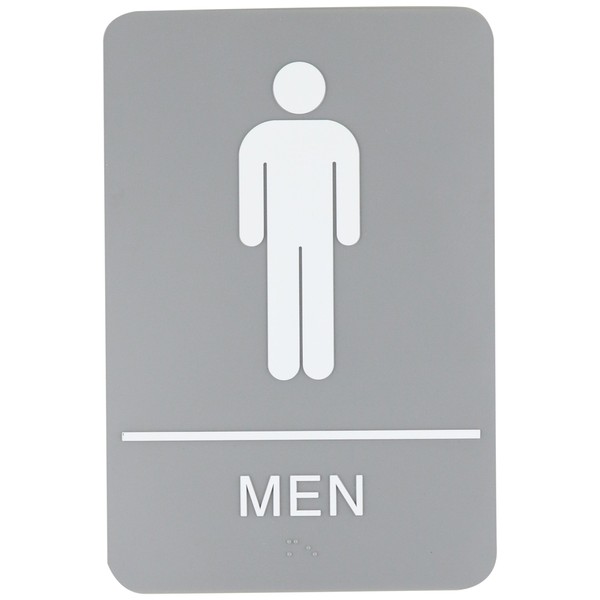 Ada Sign, Men Restroom Symbol W/Tactile Graphic, Molded Plastic, 6 X 9
