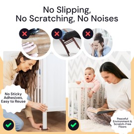 CasterMaster Non-Slip Furniture Pads Square Rubber Anti-Skid Caster Cups, Anti-Sliding Floor Protectors for Furniture (Brown, 3'' x 3'' - 8 Pack) - Floor Protectors for Chairs