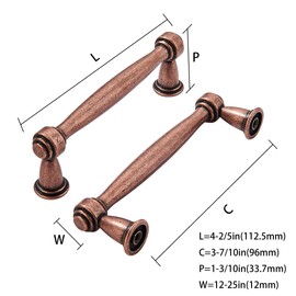 khtumeware 10 Pack 3-3/4 Inch(96mm) Antique Copper Cabinet pulls Kitchen Cabinet Handles Kitchen Cabinet Hardware for Cupboard Drawer Handles Dresser Pulls