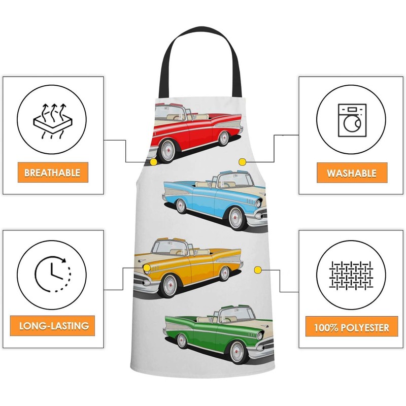 BGBDEIA Vintage Car Apron Adjustable Neck Bib Apron for Men