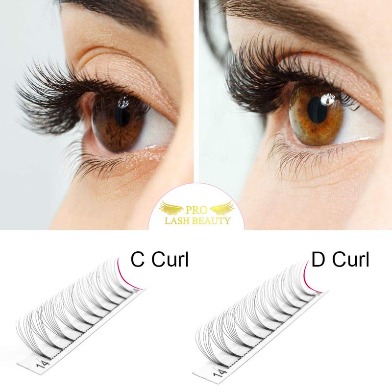 Ready-to-Use Fan Eyelash Extensions, 7D-D-0.07-Mix, Short Stem Volume Eyelashes, 0.07