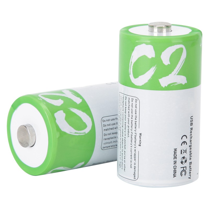 2Pcs C Rechargeable Batteries USB Port 5000wmh 1.5V High Capacity