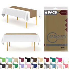 Gold 6 Pack Premium Disposable Plastic Table Runner 14 x 108 Inch. Table Runner for Dinner Parties & Events by Grandipity