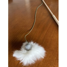 Cat Toy Bat Flyer Wand| Grey Felt with White Fur| Natural Birch Wood Rod | Great Teaser and Exerciser for Smaller Cats and Kitten | Interactive and Soft | Handcrafted in The USA | 1-Pack