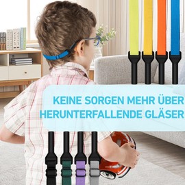 Pack of 8 Children's Glasses Straps, Elastic Adjustable Glasses Bands, Non-Slip Glasses Strap, Sports Swimming for Boys and Girls (8 Colours), multicoloured