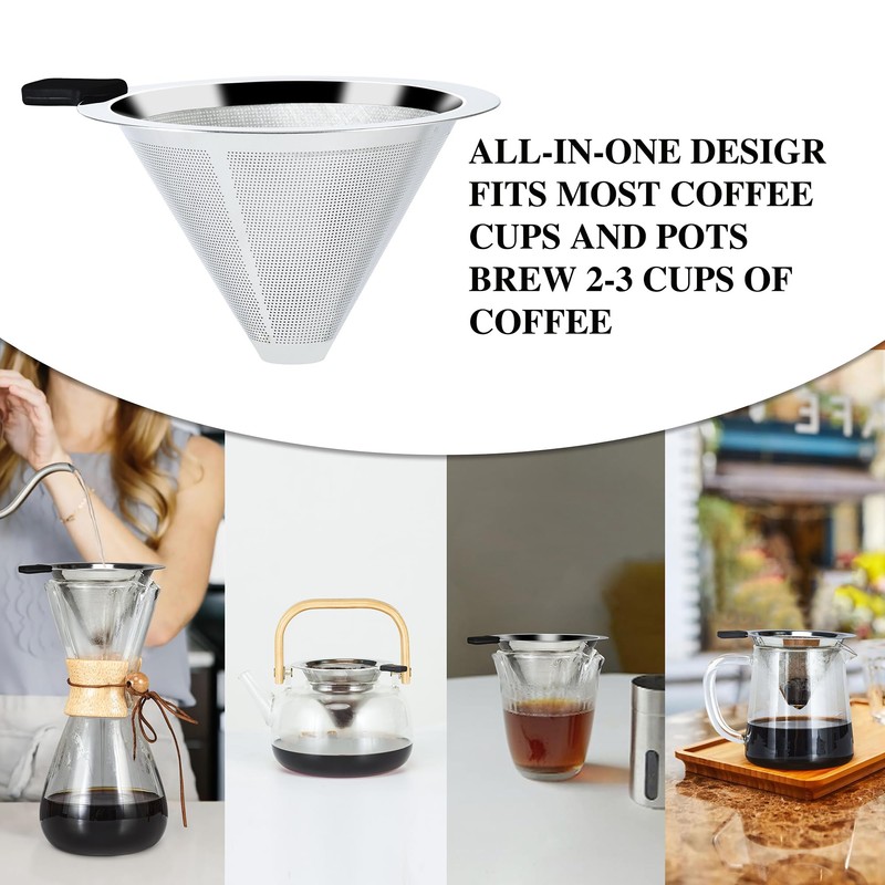 Pour Over Coffee Dripper Slow Drip Paperless Coffee Filter, Double