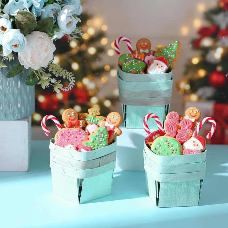 24 Pcs One Pint Wooden Berry Baskets Small Fruit Picking