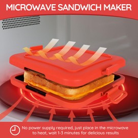 Microwave Sandwich Maker,Microwave Sandwich Toast Maker,Toast Panini Press,Dishwasher Safe,No Power Required,Travel-Friendly Sandwich Maker (Red)