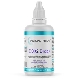 Vitamin D3 K2 Drops | D3 1000IU & K2 MK7 45μg Supplement | Suitable For Adults & Kids | Better Absorption Oral Liquid | Immune Support, Bone Health, Muscle Function (50ml - 300 Serves) MICRONUTRITION