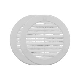 Vent Systems 4" Inch (Opening Dimensions) - Pack of 2 - White Soffit Vent Cover - Plastic Round Air Vent Grille - Built-in Mesh Screen - HVAC Register Louver for Bathroom, Home, Kitchen