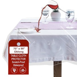 LAMINET Heavy-Duty Deluxe Crystal Clear Vinyl Tablecloth Protector 70" x 90" - Oblong