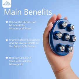 AICNLY Hand Roller Massager for Cellulite Massage, Lymphatic Drainage Massager for Thighs, Tummy, Butt, Massage Gloves for Hands with 7 360-degree Metal Roller