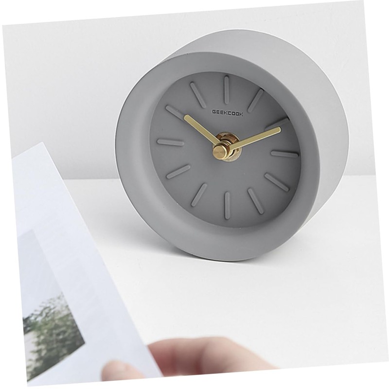 ORFOFE 1pc Industrial Style Mute Clock Light Grey Desktop Clock