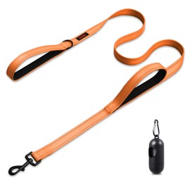 Dog Leash, Heavy Duty Dog Leash, Leashes for Large Breed Dogs 5FT.6FT, Double Handle Dog Leash, Reflective Training Lead, Perfect for Medium to Large Dogs (Orange, 60 Inch FT)