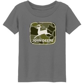 John Deere Kids Boys Camo Logo Short Sleeve Tshirt - Charcoal Gray (US, Alpha, Large, Regular, Charcoal Gray)