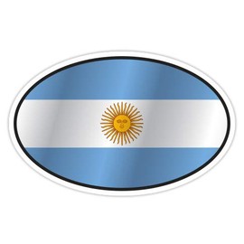 Argentina Flag Oval - 5" Vinyl Sticker - for Car Laptop I-Pad - Waterproof Decal