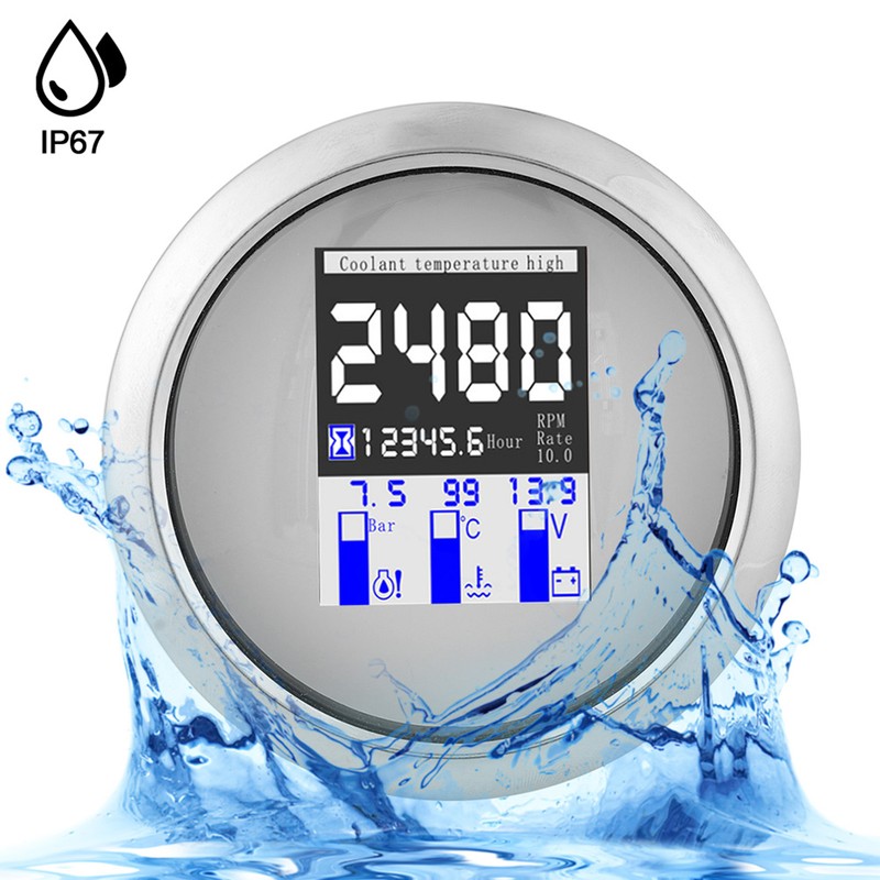 85mm Integrated Gauge Multifunction IP67 316 Stainless Steel Boats Yachts