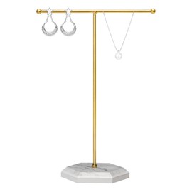 RANYAKE Jewellery Organiser Stand,Gold T-Bar Necklace Display Stand Earrings Holder,Jewelry Display Stand for Bracelets Rings Keys Watches