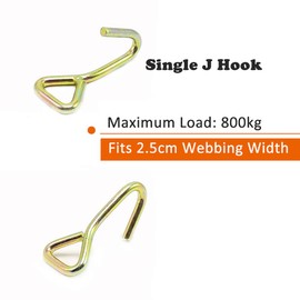 4 Pack Ratchet Hooks Heavy Duty Claw Hooks Replacement for Rachet Tie Down Straps and Webbing Ratchet Straps Single J Hook 25mm x 800kg