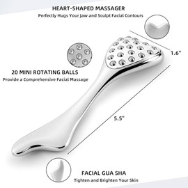 pfefe Gua Sha Y Rodillo Facial de Acero Inoxidable, Rodillo Facial 3 en 1 con Forma de Delfín para Suministros de Esteticista, Regalo para Mujeres, He