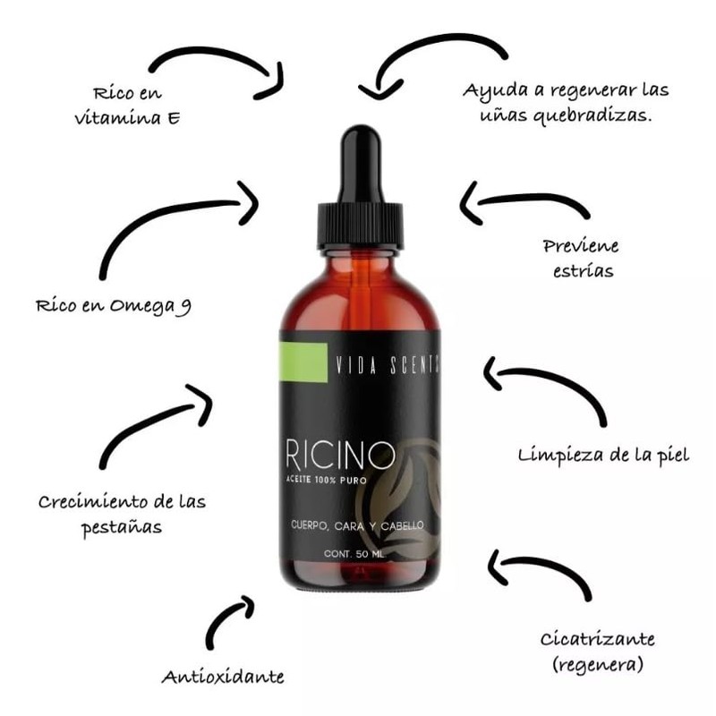 VIDA SCENTS | Aceite De Ricino 50ml 100% Natural, Puro