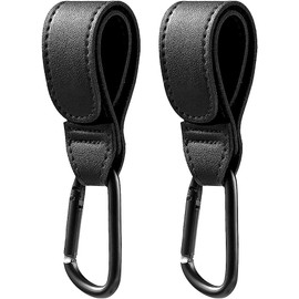 2X Buggy Clips by XOLY - Heavy Duty Universal Nonslip Durable One Handed Hook Your Shopping Bags, Handbag or Change Bag on Your Stroller, Pram or Pushchair Hooks Clips - Black, 2 Pack