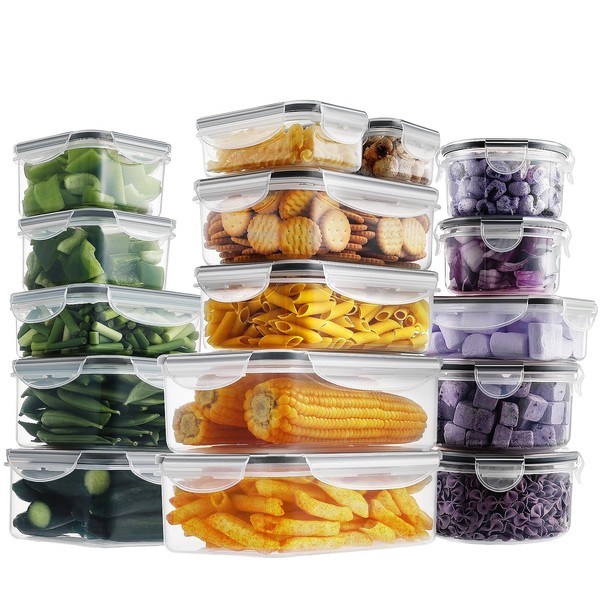 HOMBERKING 32 Pieces Food Storage Containers Set with Snap Lids