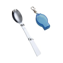 Folding Camping Spork with Case Portable Spork Keychain Foldable Travel Backpacking Spork Long Handle Camp Sporks with Storage Box Reusable Pocket Sporks Stainless Steel Collapsible Spork Utensil