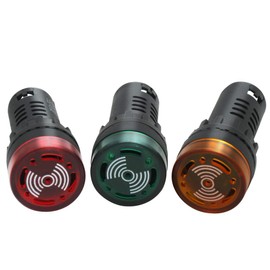 mxuteuk 3Pcs 22mm 110/120V Buzzer with LED Lndicator Light Flash Alarm Beep Signal Intermittent Sound Red Green Yellow Light AD16-22SM-RGY110V