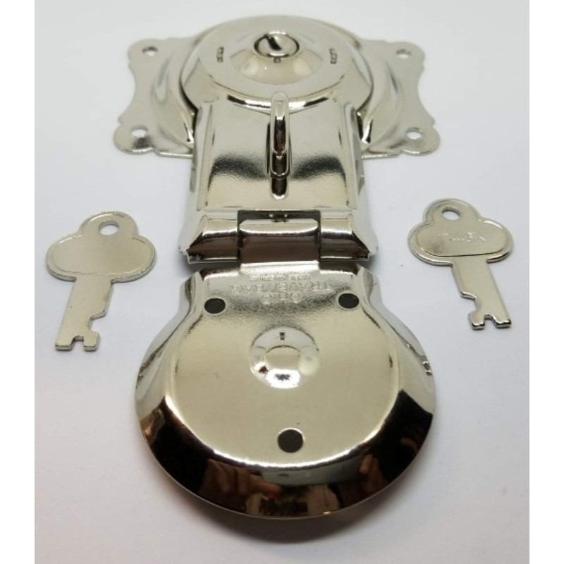 Polished Nickel Chrome Trunk Lock with Keys - chest steamer