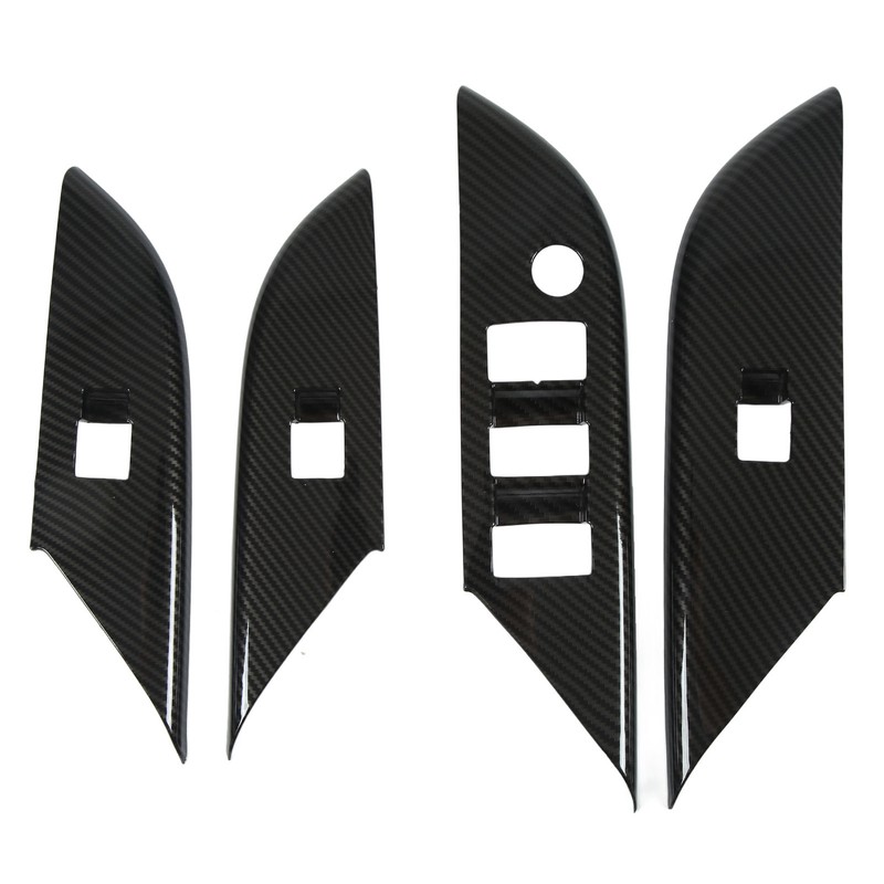 4 Pcs Door Window Control Panel Cover Carbon Fiber Style