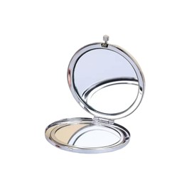 Yucenora Silver Compact Mirror for Purse, Double-Sided 1X/2X Magnifying, Portable Travel Makeup Mirror, Folding Mini Pocket Mirrors(Silver)