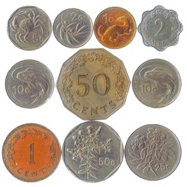 Set of 10 Collectible Coins from South and North America, Europe, Asia, Africa and the Middle East, Coin Sets from Around the World