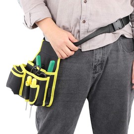 Tool Pouch, Polyester Tool Organizer Bag, Portable Adjustable Waist Strap Electrician Tool Bag for DIY Electricians Carpenters, Multi-Pockets