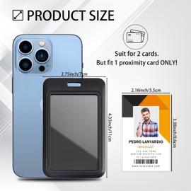 Lanyardio 2 Pack Sliding Vertical ID Badge Holder Hard Black Plastic Card Case Protector Pouch with Clear Window for Office School ID Credit Cards and Proximity Key Cards