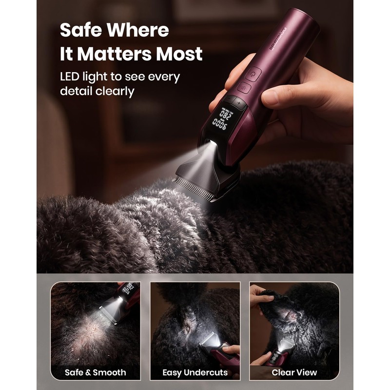 Professional Dog Clippers for Grooming Thick Hair, 9000RPM 5 Speed