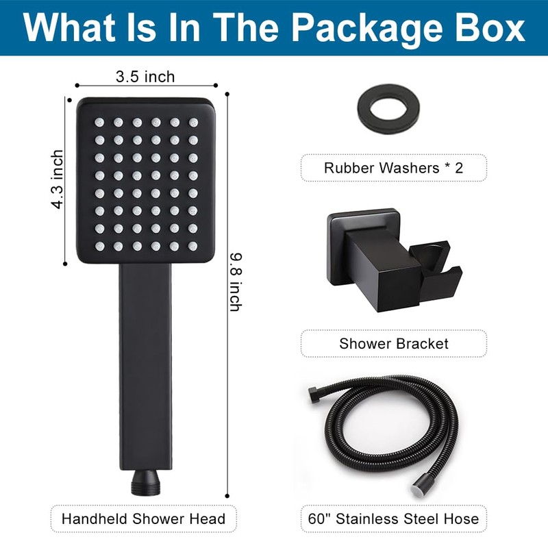 POP SANITARYWARE All Metal Matte Black Handheld Shower Head, Luxury