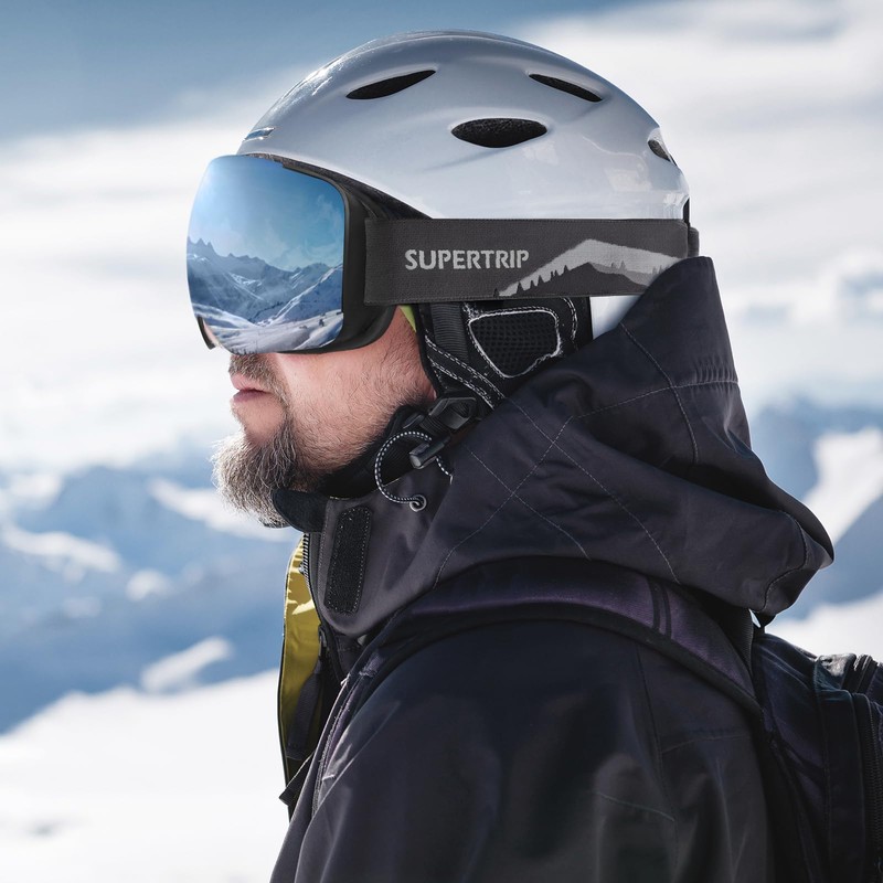 Adults Ski Goggles Snow Goggles (black frame/silver lens(vlt 12%))