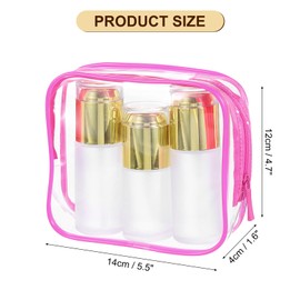 uxcell Clear Toiletry Bag, 12 Pcs PVC Transparent Makeup Bag for Women Man, Cosmetic Pouch Bags with Zipper for Travel Makeup Organizer Pouch, Rose Pink(M Size)