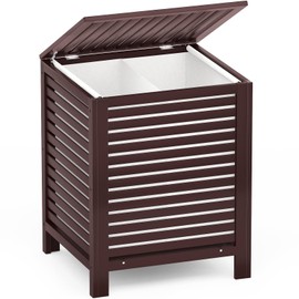 Homykic Bamboo Laundry Hamper with Lid, 120L Large Clothes Laundry Sorter with Removable 2-Section Liner Bag, Raised Laundry Basket Organizer for Clothing, Bathroom, Bedroom, Laundry Room, Espresso