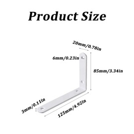 Angle Shelf, 4 Piece Angle Connector Set, 90 Degree Stainless Steel Angle Brackets, Long, Shelf Bracket, Corner Shelf, for Furniture, Table, Chair, Bookcase, Cabinets, Wall Mounting, Attachment, 125 x