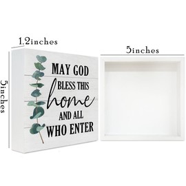 Christian Blessed Signs for Home Decor, Religious Artwork Decor for Farmhouse, May God Bless This Home and All Who Enter -D05