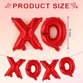 XOXO Balloons,16 Inch Red XOXO Foil Balloons,Love Balloons Valentines Day Balloons Valentines Day Party Supplies for Wedding Engagement Galentines Day Bridal Shower Birthday Party Decor (Red)