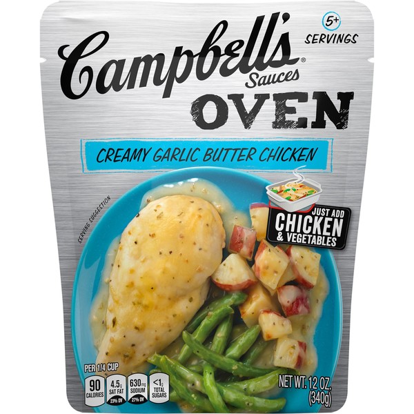 Campbell's Oven Sauces, Creamy Garlic Butter Chicken, 12 Ounce (Pack of 6)