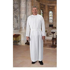 R.J. Toomey White Plain Light-Weight Self-Fitting Clergy Alb (Large)