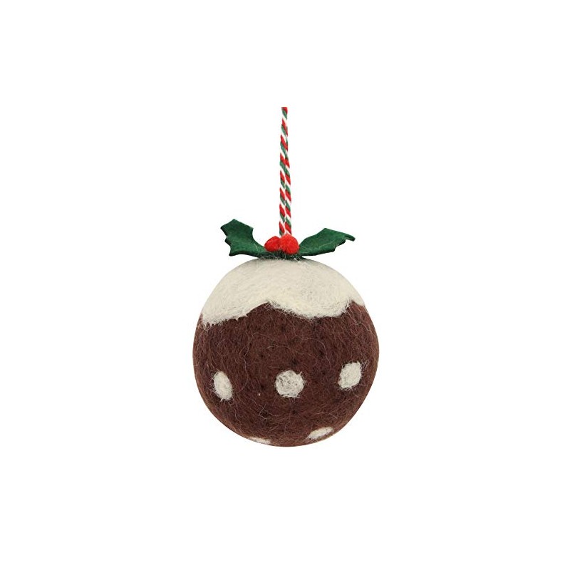 Gisela Graham Wool Christmas Pudding Christmas Bauble (8cm)