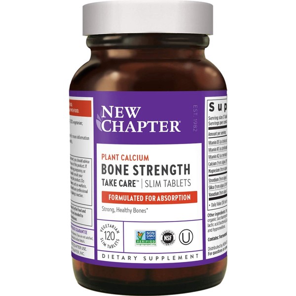 New Chapter Calcium Supplement – Bone Strength Whole Food Calcium with Vitamin K2 + D3 + Magnesium, Vegetarian, Gluten Free 120 Count (40 Day Supply)