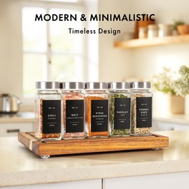 EDELHAUS Minimalist Spice Jar Labels Self-Adhesive - 240 Stickers for Spice Jars, Spice Jars & Drawers, Round & Rectangular, Waterproof Spice Organiser Labels for Kitchen Organisation (Black)