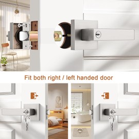 Probrico 3 Pack Satin Nickel Interior Bedroom Entrance Door Lever Doorknobs Door Lock One Keyway Entry Keyed Entrance Lockset Each with 3 Keys