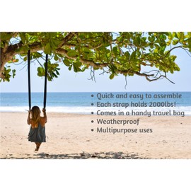 Outdoor People Co Set of 2 Tree Swing 10ft Strap Hanging kit with Travel Carry Handy Bag with Safe Lock Carabiners and Hooks,2500lbs Breaking Strength for Securing Hammocks-Tree Swings and Tires